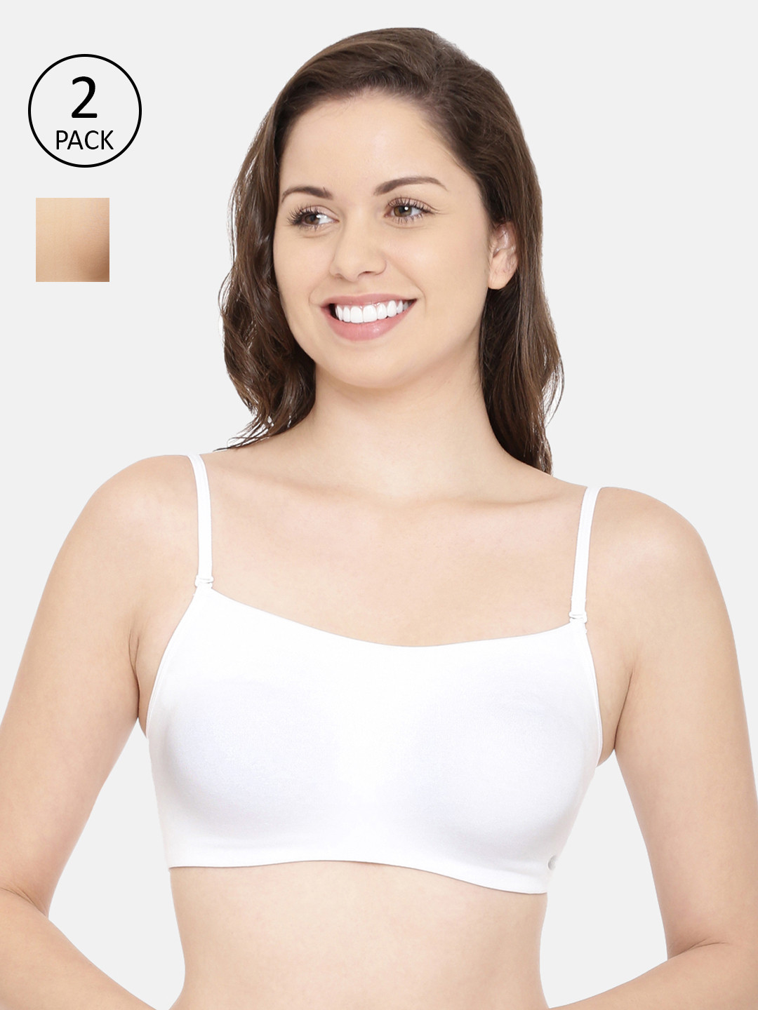 

Enamor Pack of 2 Non-wired & Non-Padded Everyday Bras, Beige