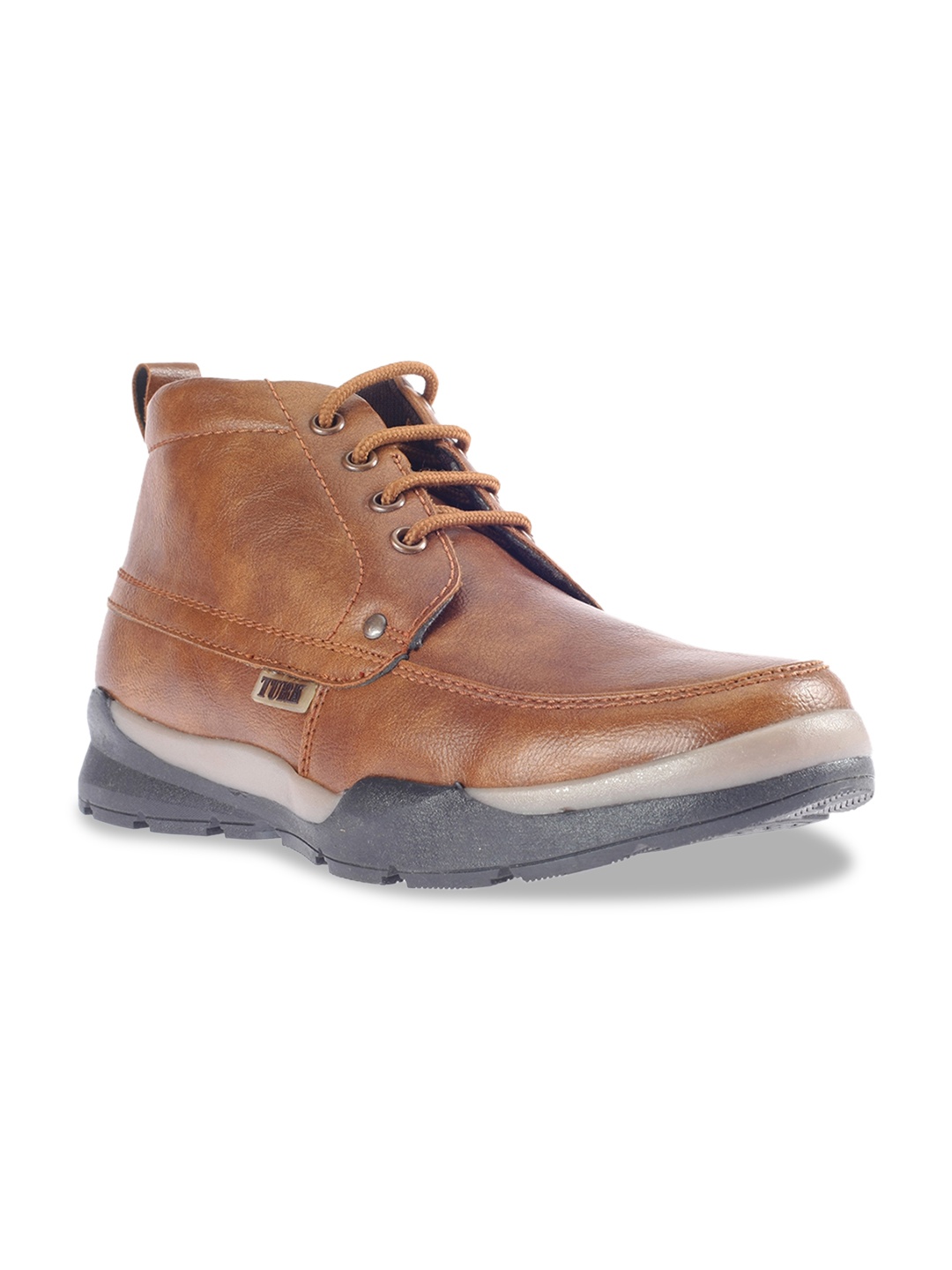 

Khadims Men Brown Solid Synthetic Mid-Top Sneakers