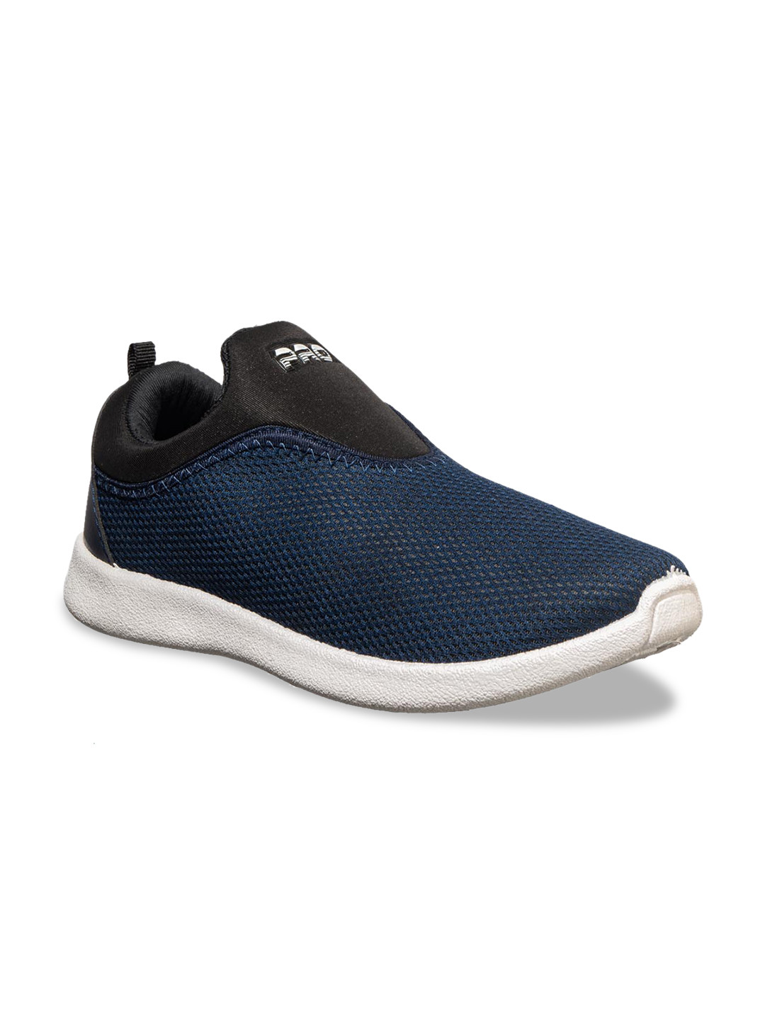 

Khadims Men Navy Blue & Black Colourblocked Slip-On Sneakers