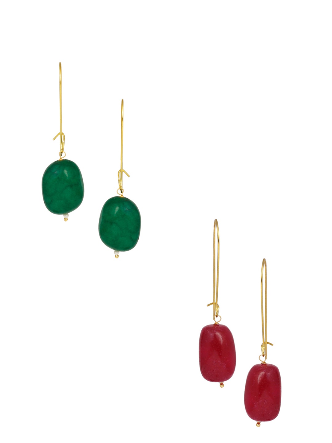 

DUGRISTYLE Set of 2 Oval Drop Earrings, Red