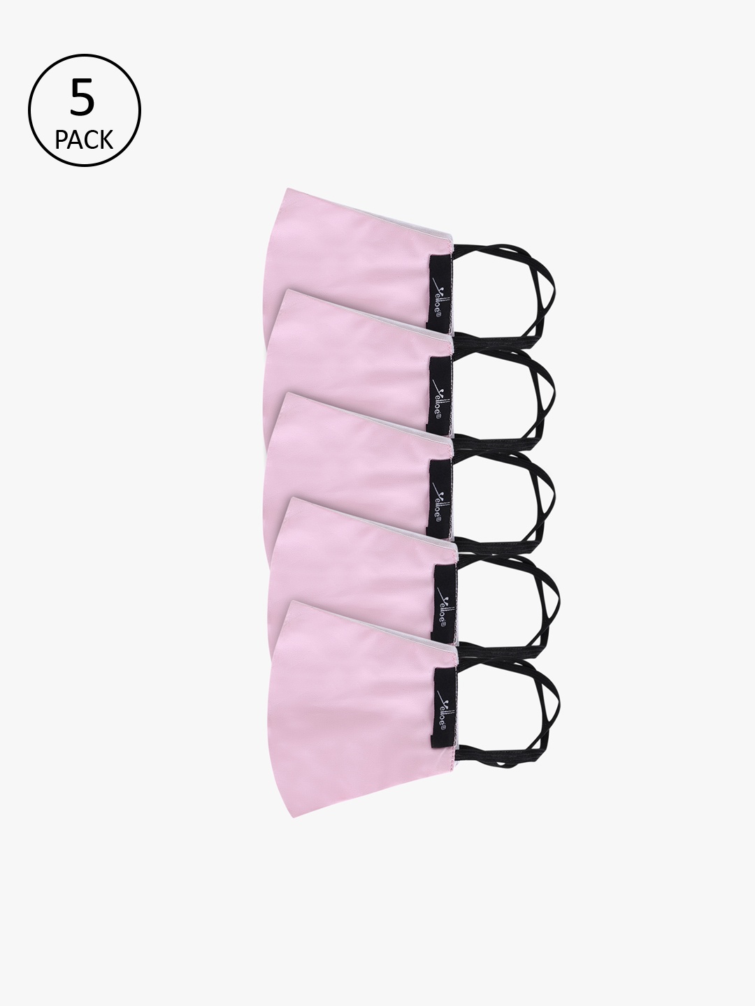 

yelloe Unisex Pack of 5 Reusable 3-Ply Cloth Mask, Pink