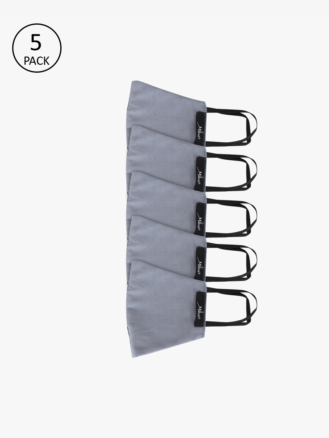 

yelloe Men Grey Pack Of 5 Reusable 3-Layers Outdoor Masks