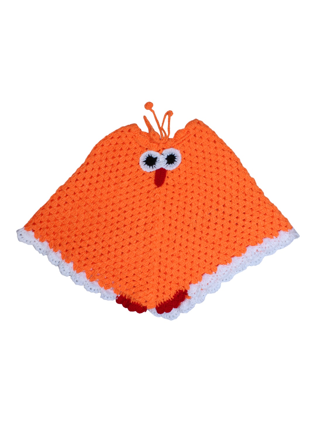 

Superminis Girls Orange Self Design Poncho Sweater