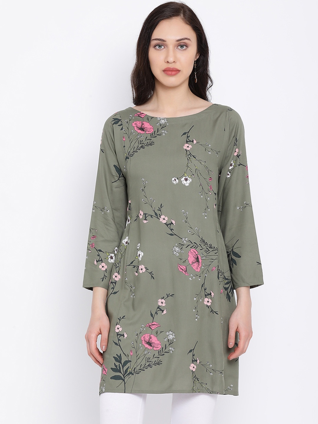 

Oxolloxo Green Floral Printed Tunic