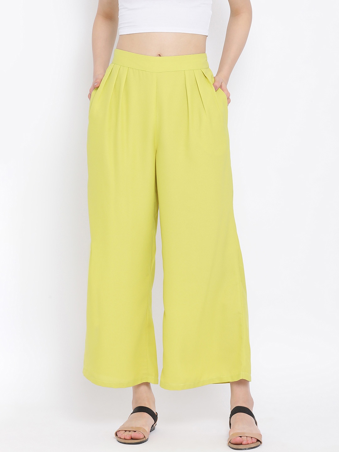 

Oxolloxo Women Yellow Regular Fit Solid Parallel Trousers