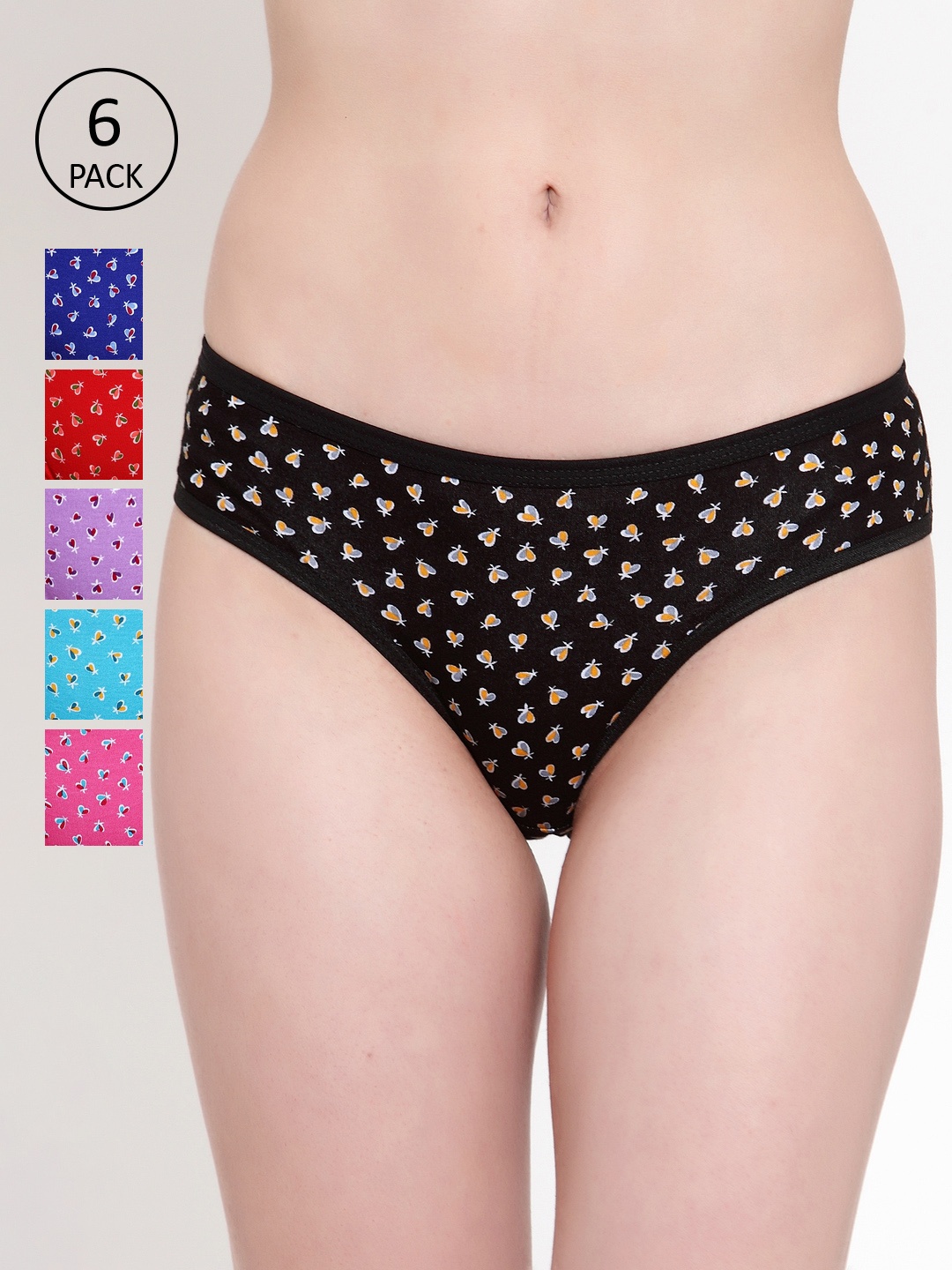 

PrettyCat Women Pack of 6 Assorted Basic Briefs PC-PA-6PCS-1001-S