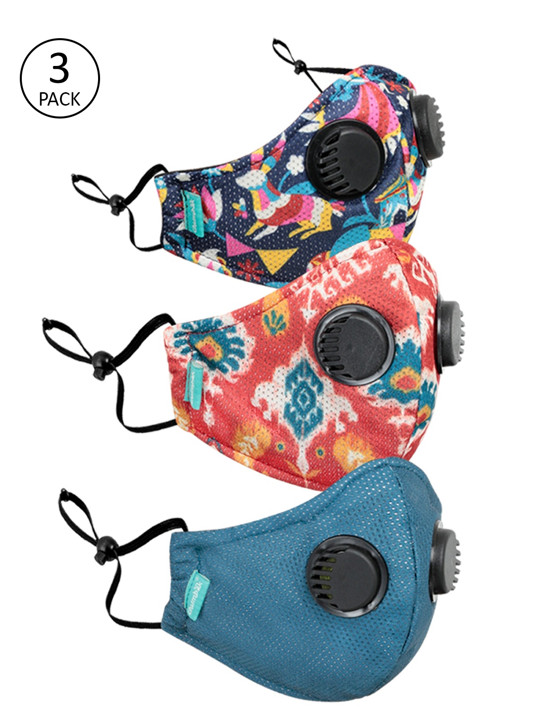 

Chumbak Kids Pack of 3 Eco-Friendly Washable 3 Ply Reusable Outdoor Masks, Multi