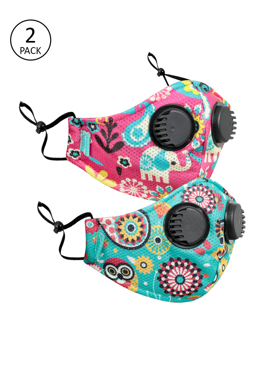 

Chumbak Kids Pack Of 2 Multicoloured 3-Ply Eco-Friendly Reusable Washable Outdoor Masks, Multi