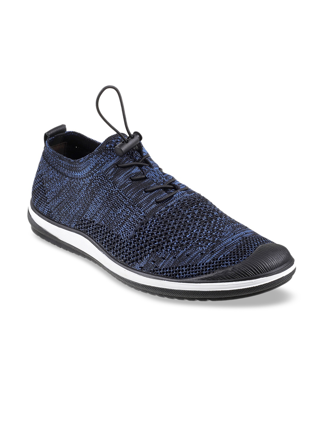 

Metro Men Navy Blue & Off-White Woven Design Slip-On Sneakers