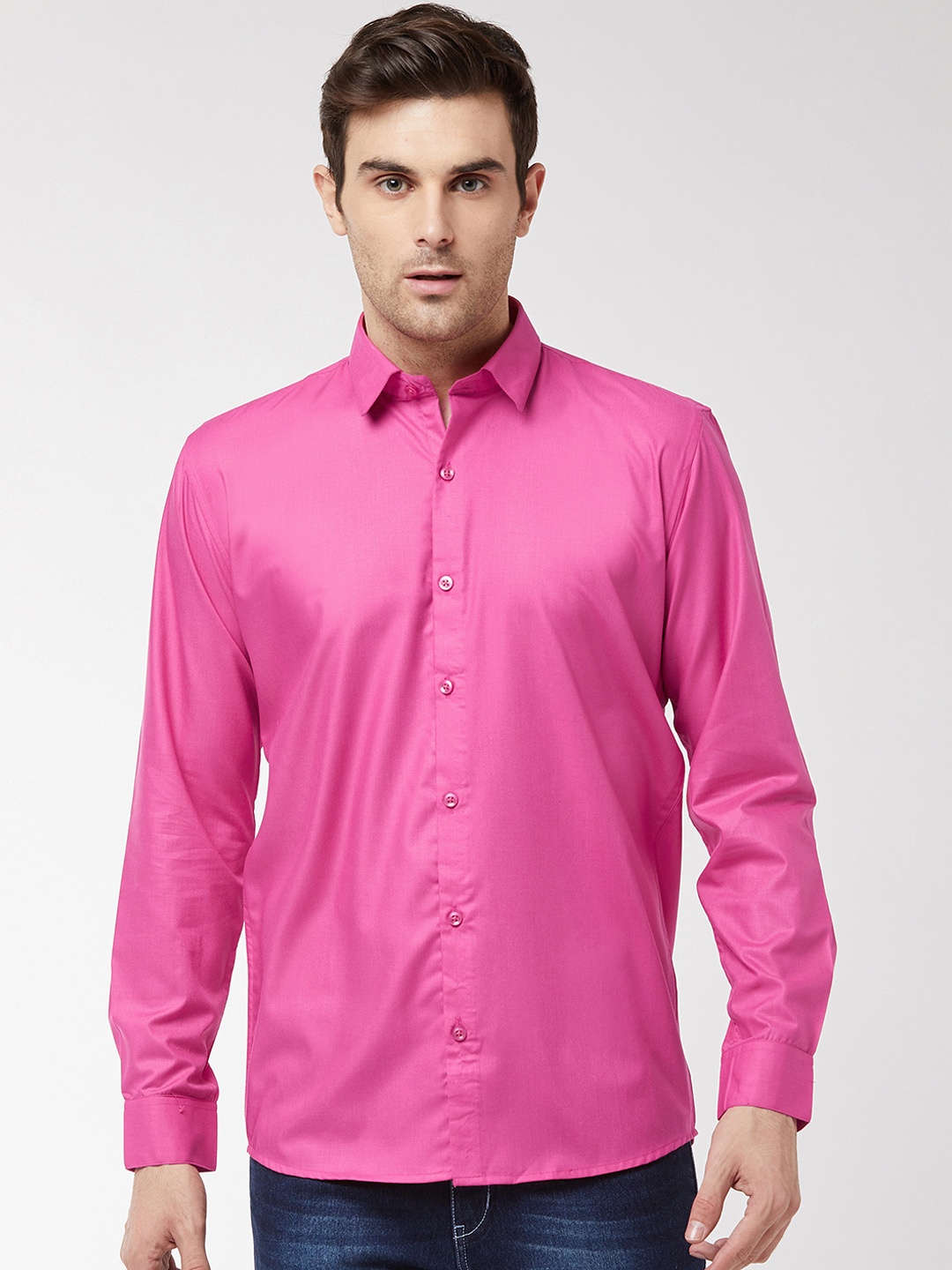 

SOJANYA Men Pink Classic Regular Fit Solid Casual Shirt