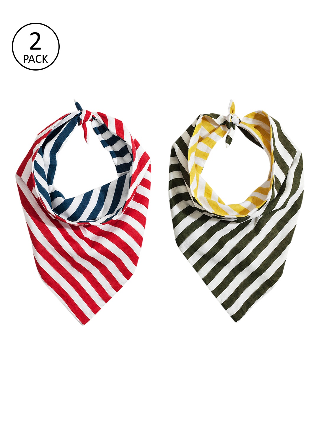 

DailyObjects Adults Pack of 2 Cabana Stripes 4-Ply Bandana Mask, Multi