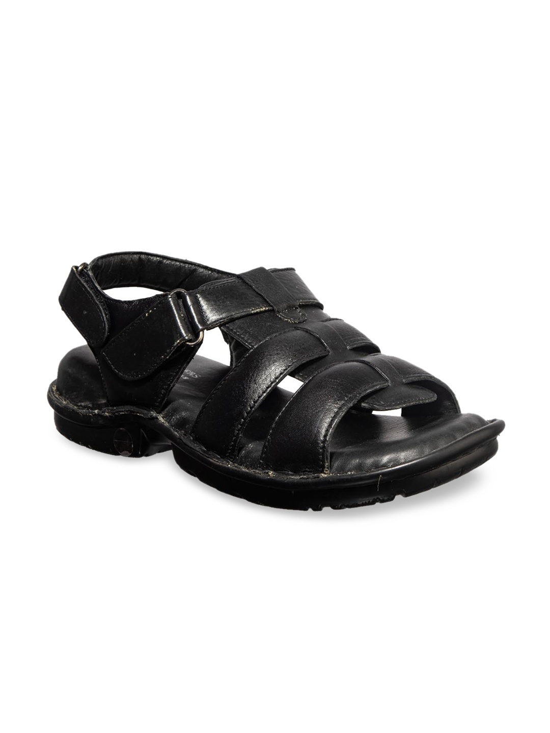 

Khadims Men Black Leather British Walkers Fisherman Sandals