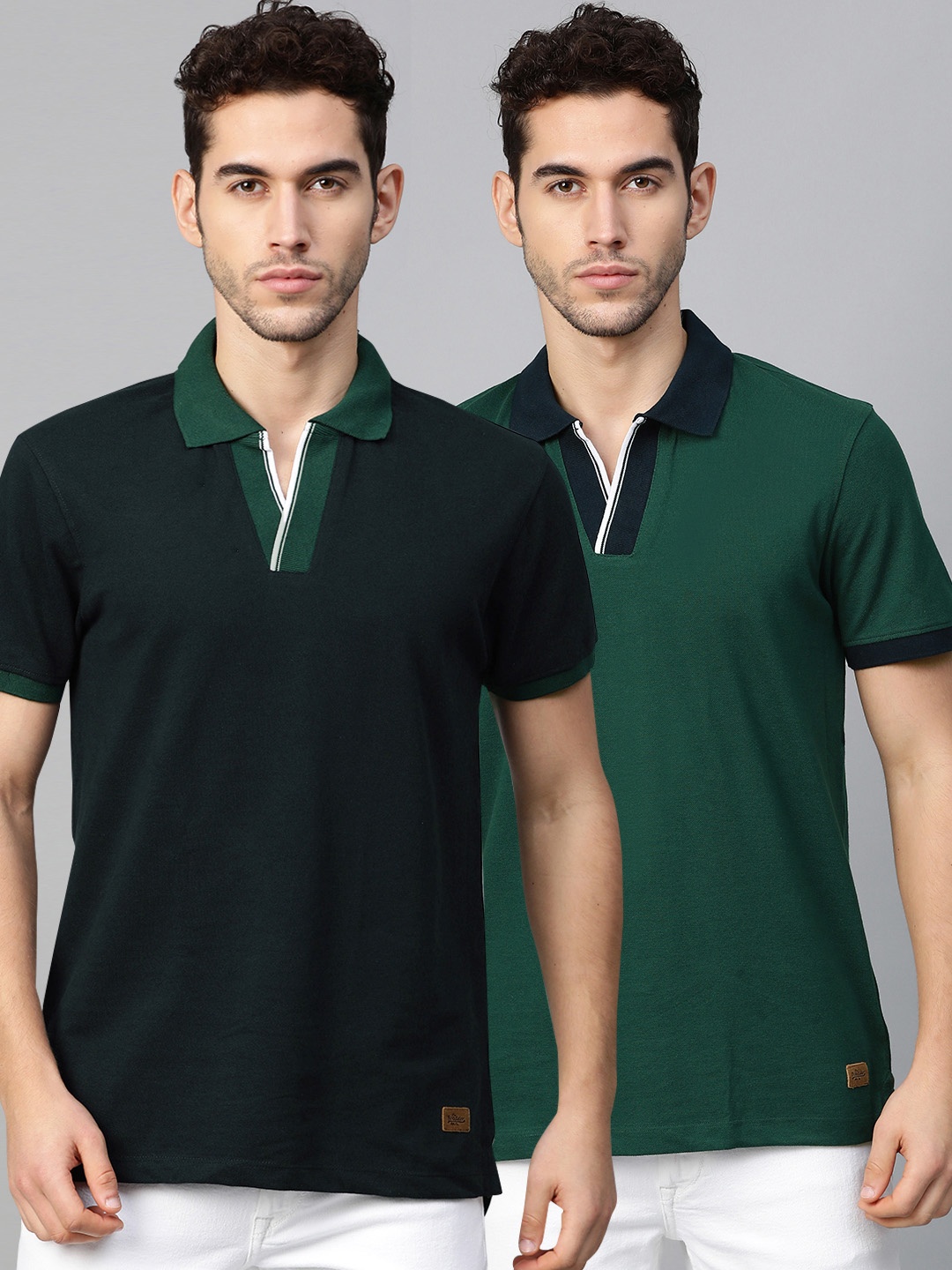 

Roadster Men Pack of 2 Solid Polo Collar T-shirt, Navy blue