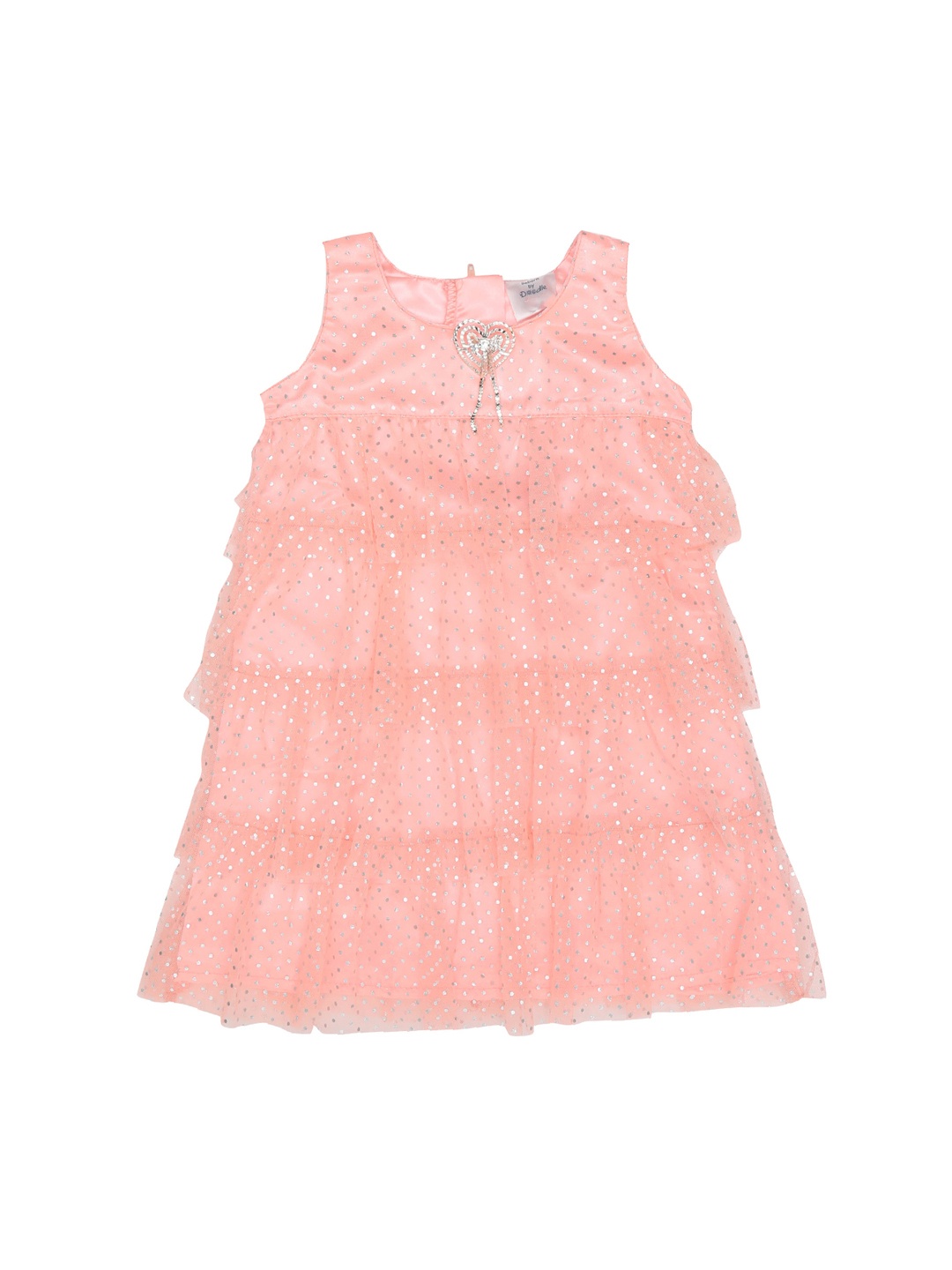 

Doodle Girls Peach-Coloured Embellished A-Line Dress