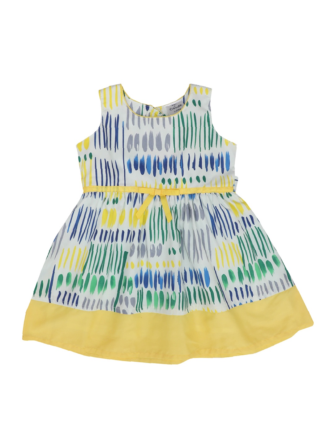 

Doodle Girls Yellow Printed Fit and Flare Dress
