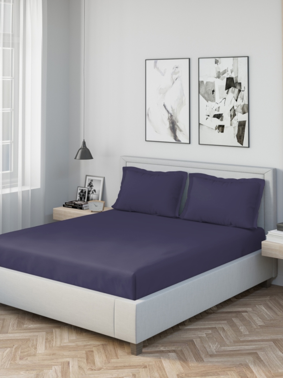 

DDecor Blue Solid 180 TC Cotton 1 King Bedsheet with 2 Pillow Covers