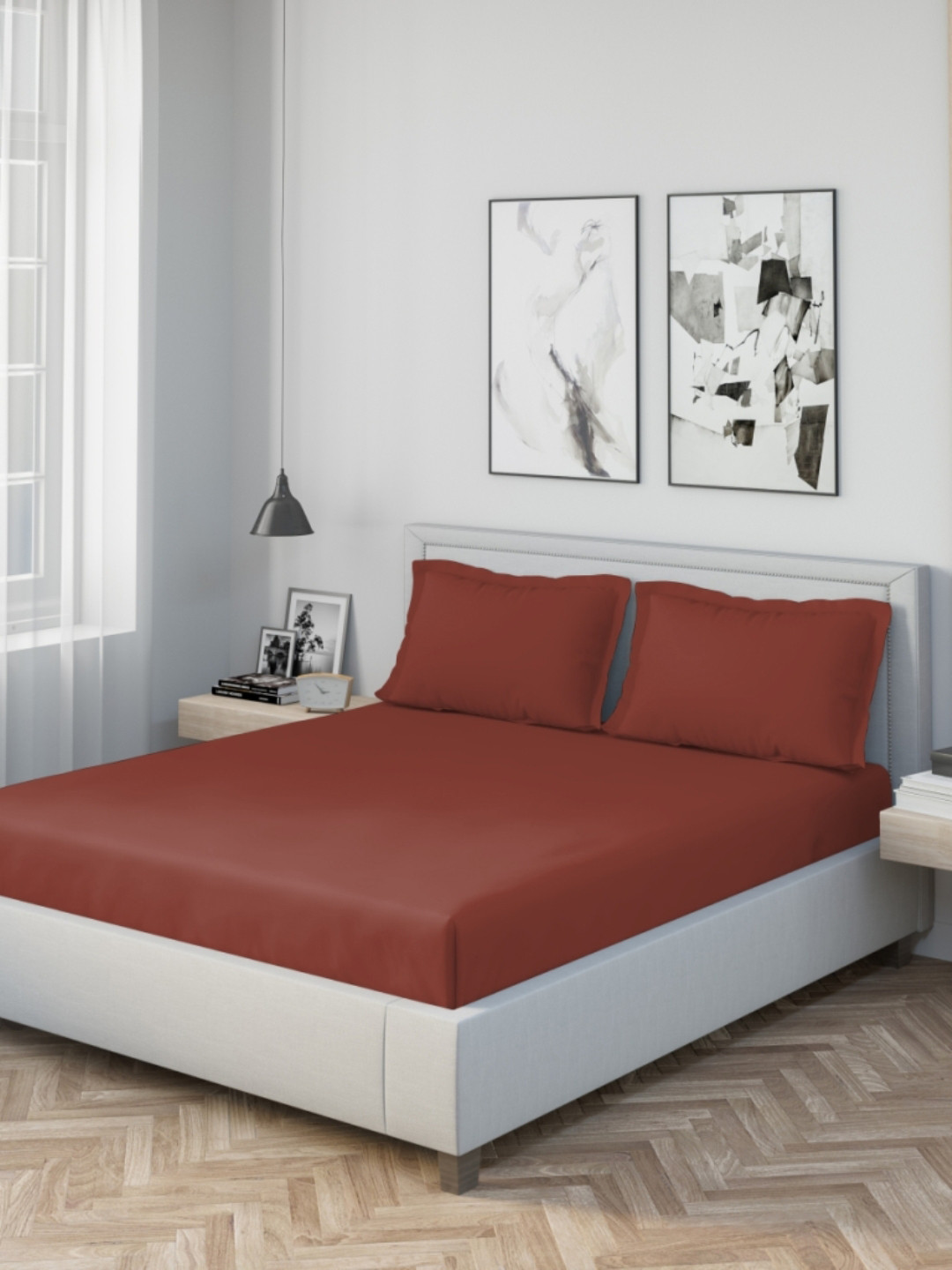 

DDecor Rust Brown Solid 180 TC Cotton 1 King Bedsheet with 2 Pillow Covers