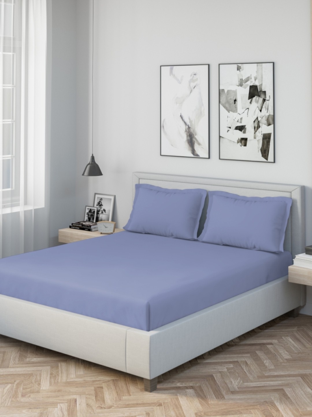 

DDecor Blue Solid 180 TC Cotton 1 King Bedsheet with 2 Pillow Covers