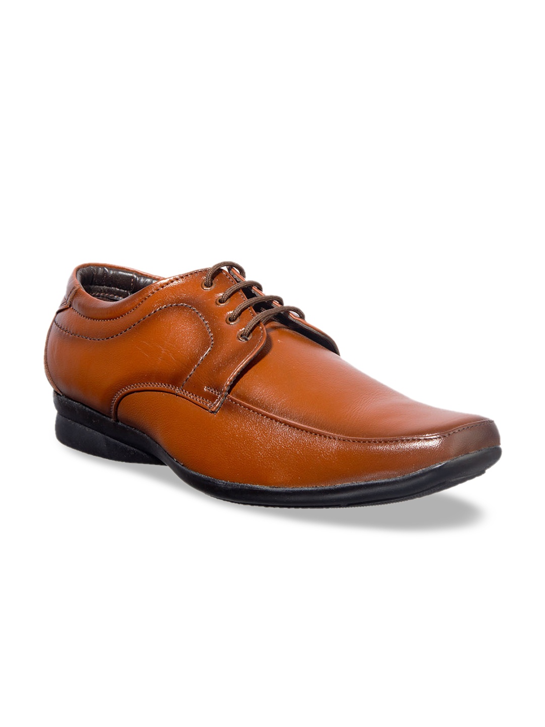 

Khadims Men Brown Solid Leather Formal Derbys