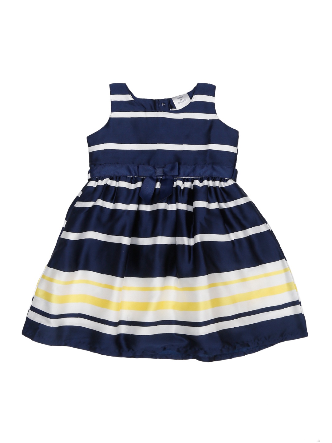 

Doodle Girls Navy Blue & White Striped Fit and Flare Dress