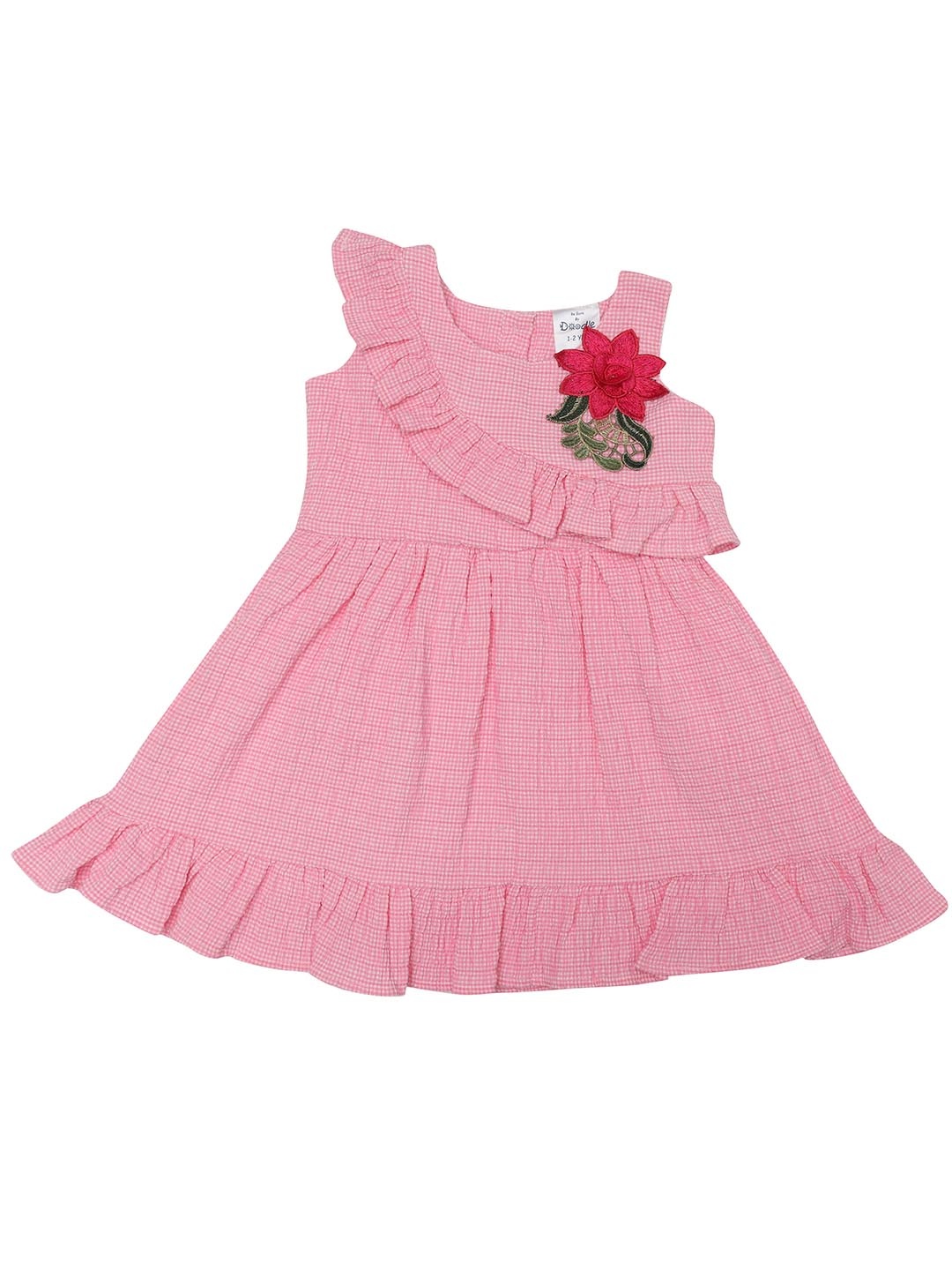 

Doodle Girls Pink Checked Fit and Flare Dress