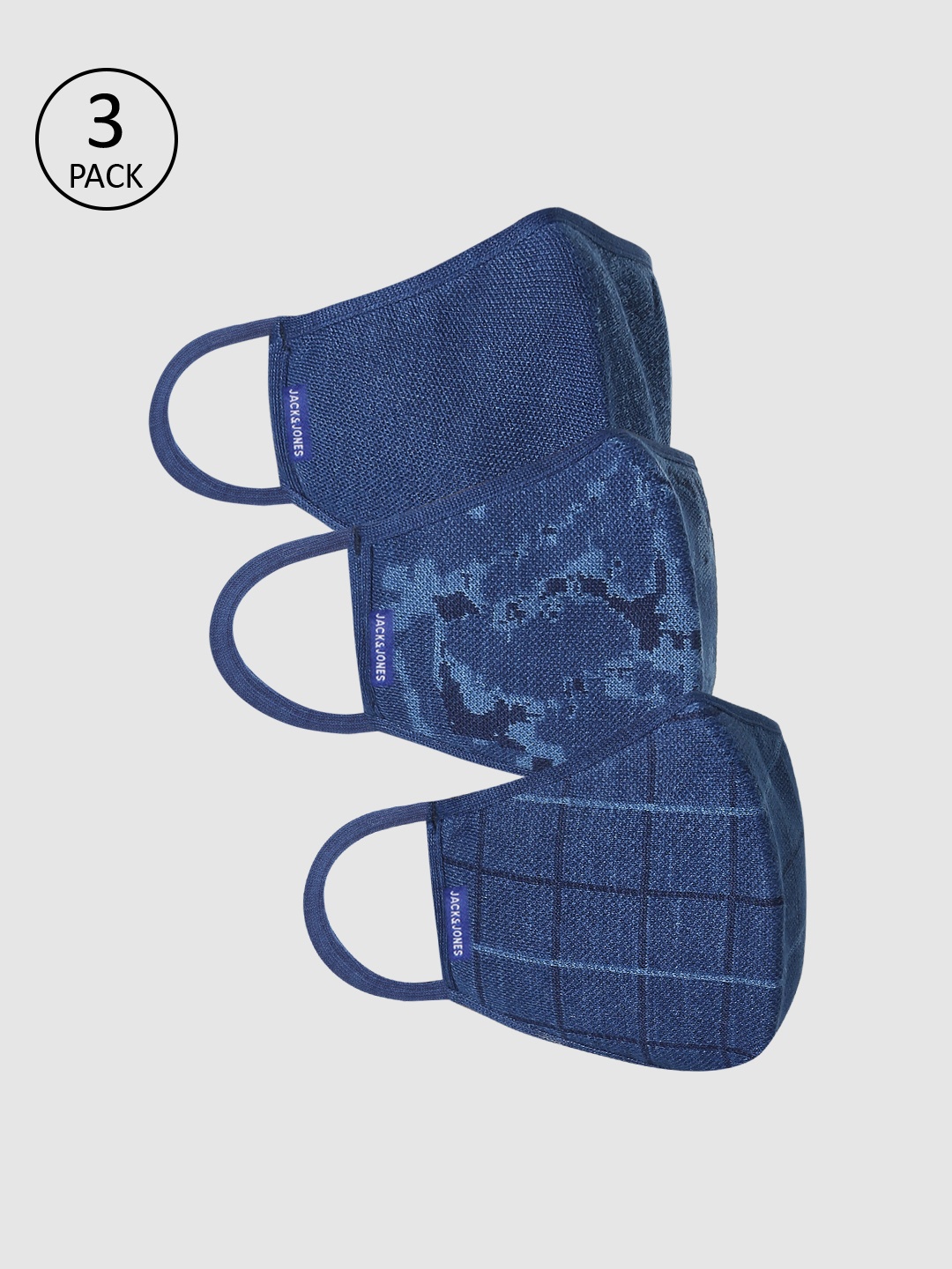 

Jack & Jones Men Blue Pack of 3 Reusable 3-Ply Outdoor Masks