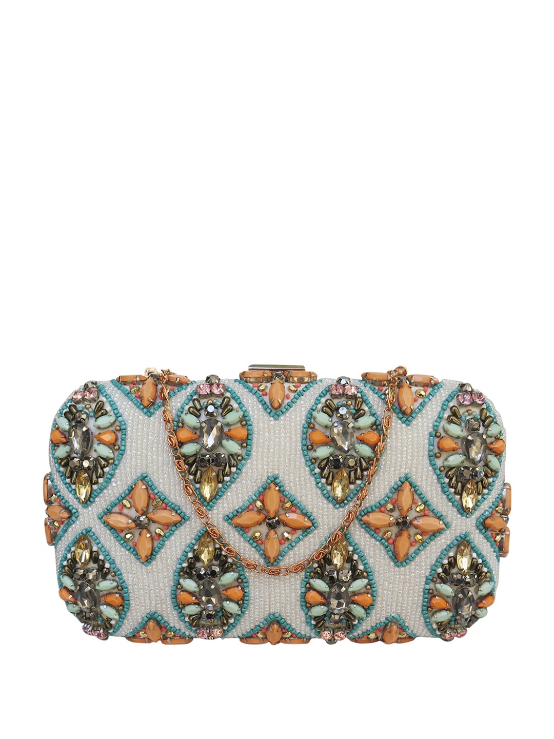 

Spice Art White Embellished Clutch