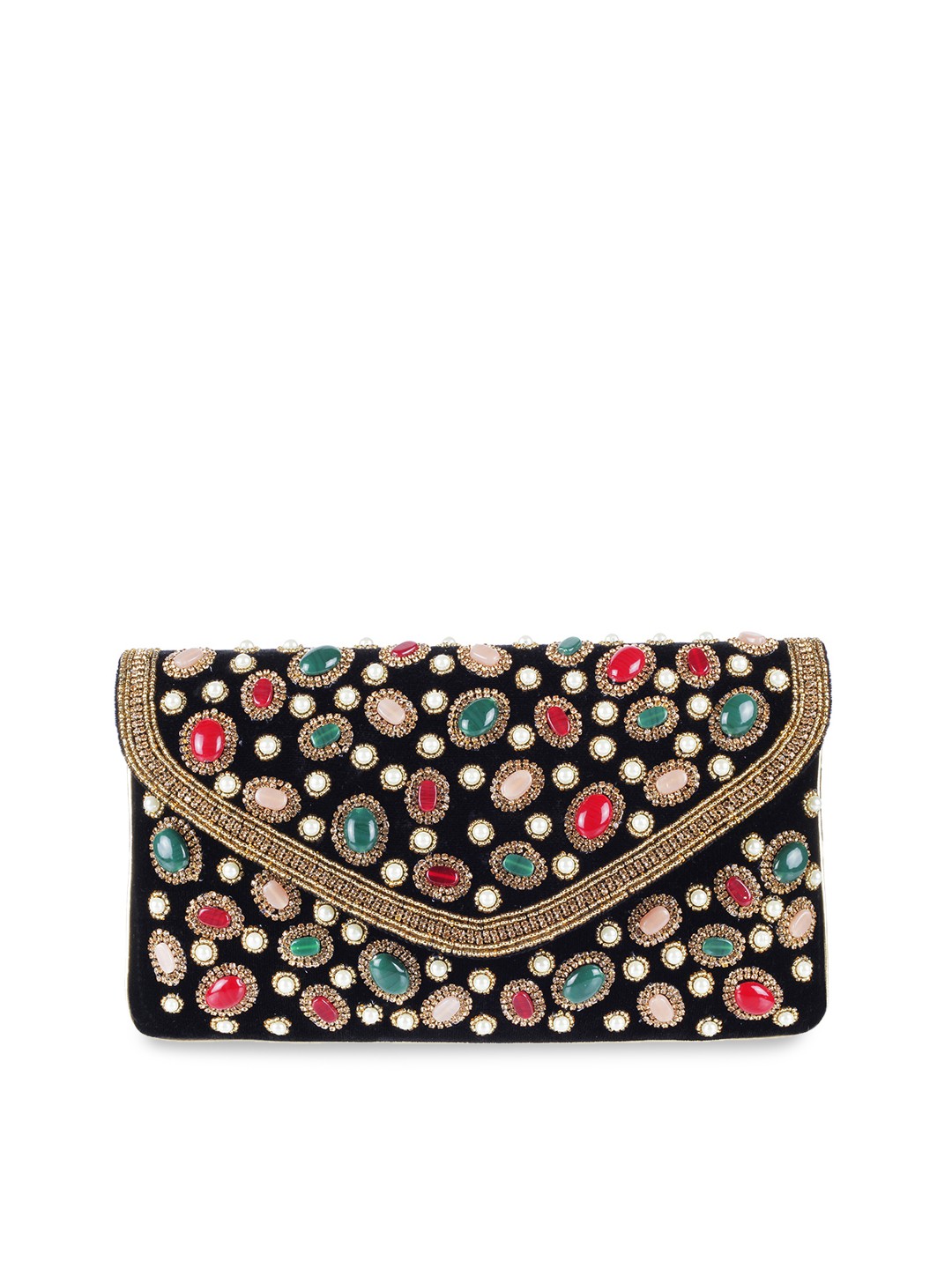 

Metro Black Embellished Envelope Clutch