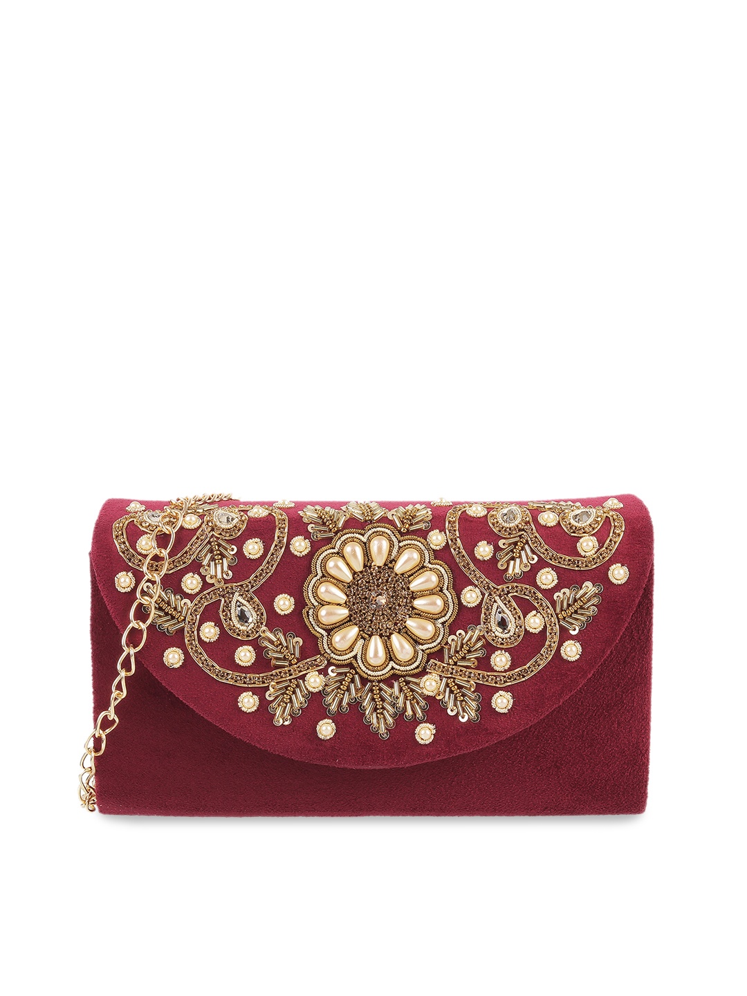 

Metro Maroon Embellished Envelope Clutches