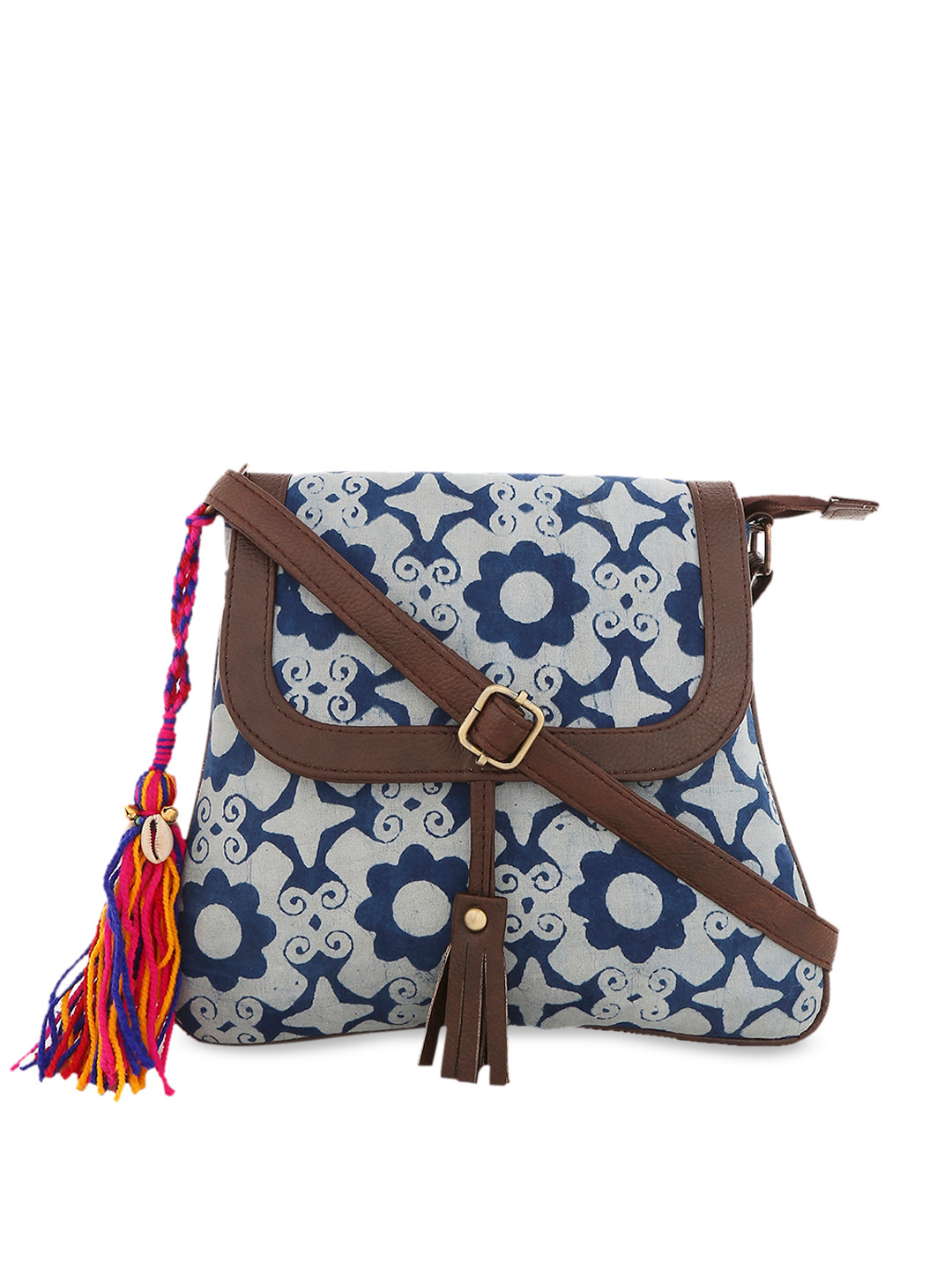 

Vivinkaa Blue & Off-White Printed Sling Bag