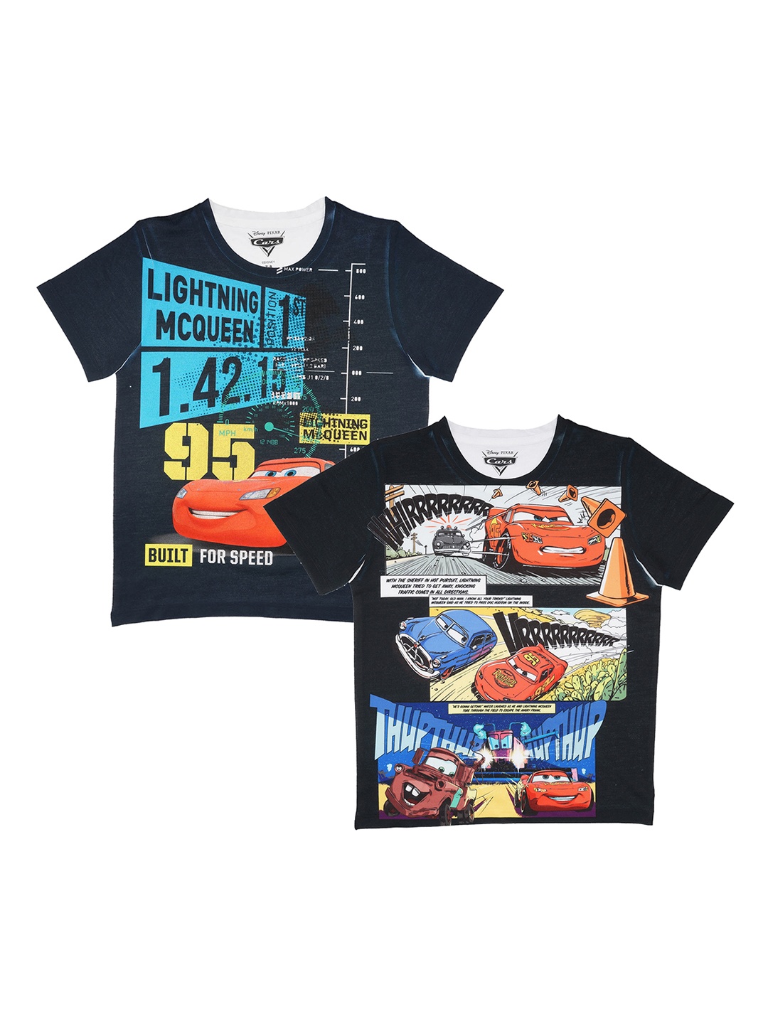 

YK Disney Boys Pack of 2 Printed Round Neck T-shirt, Multi