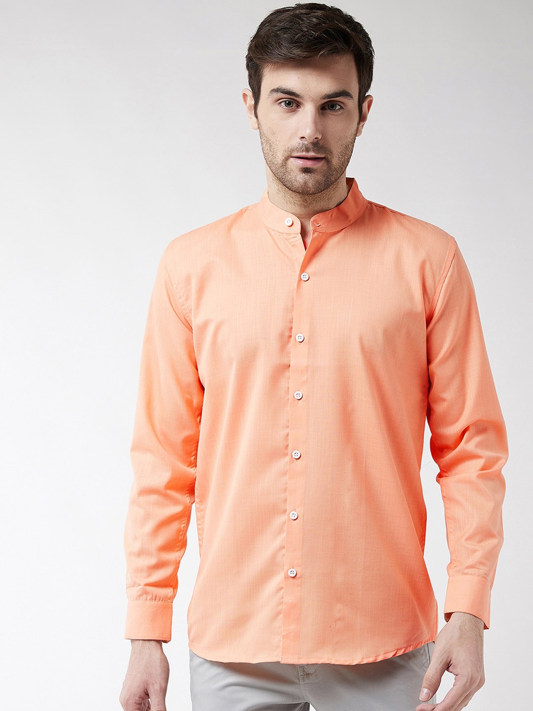

SOJANYA Men Orange Classic Regular Fit Solid Casual Shirt