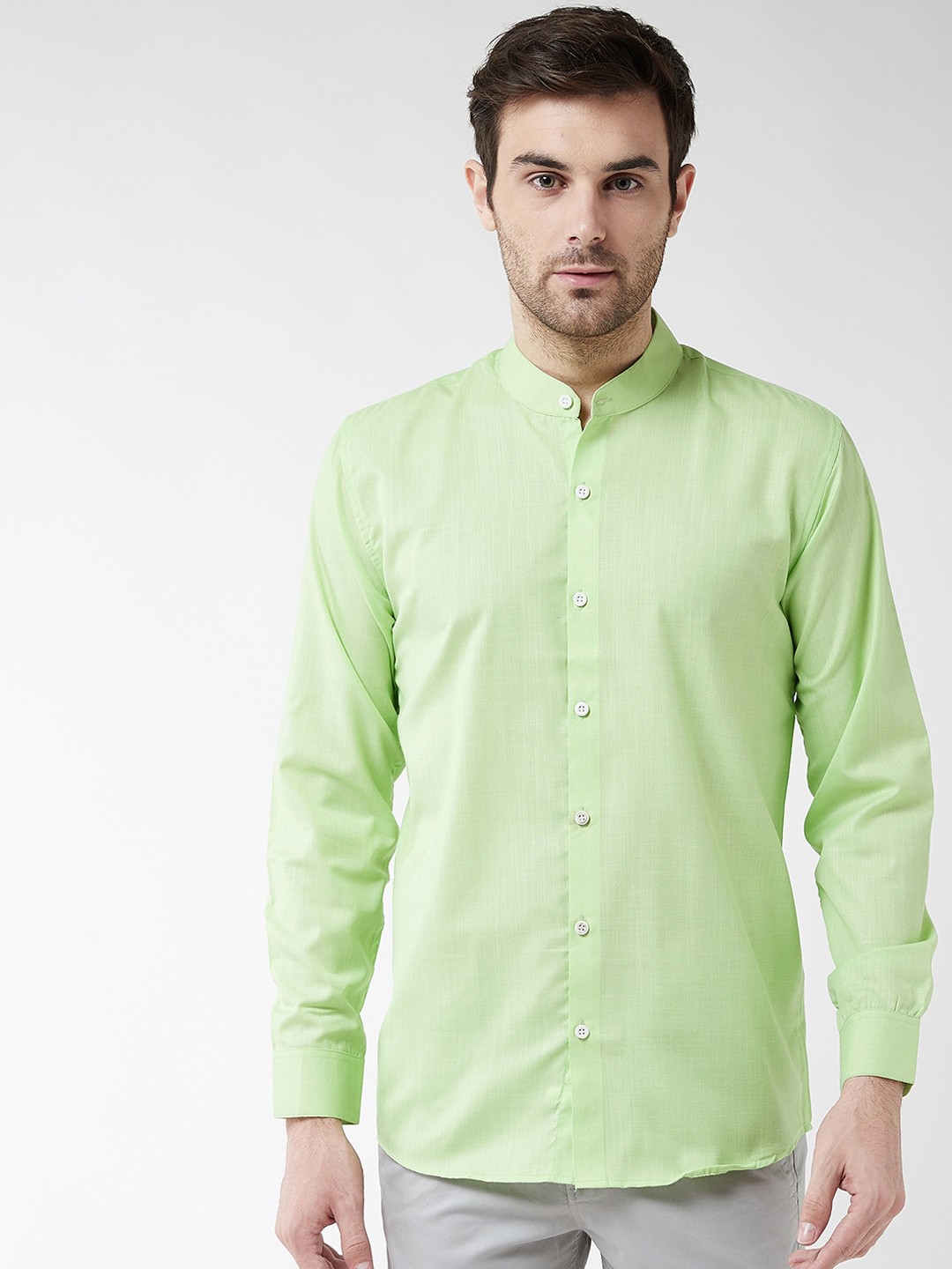 

SOJANYA Men Lime Green Classic Regular Fit Solid Casual Shirt