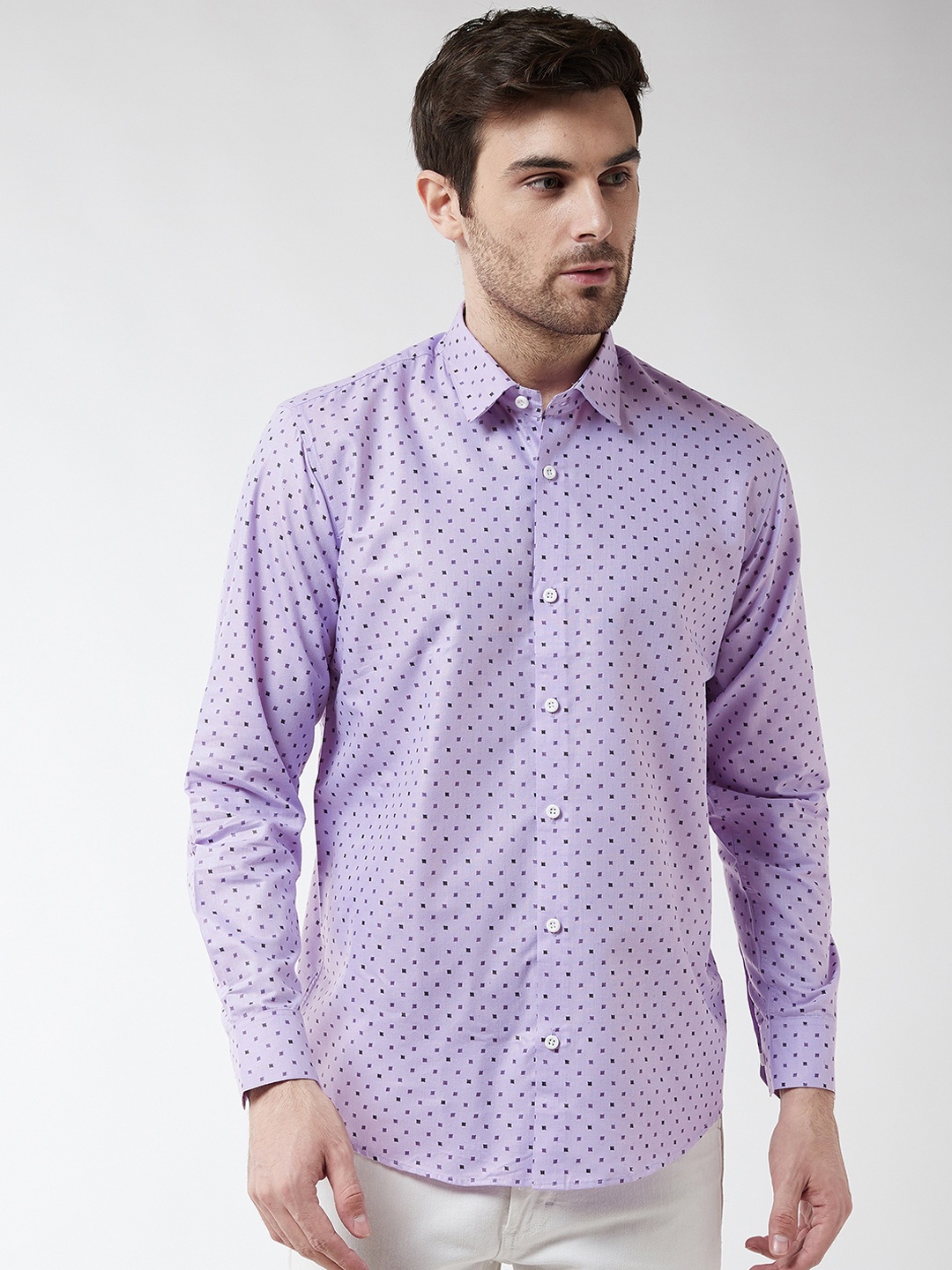 

SOJANYA Men Lavender Classic Regular Fit Printed Casual Shirt