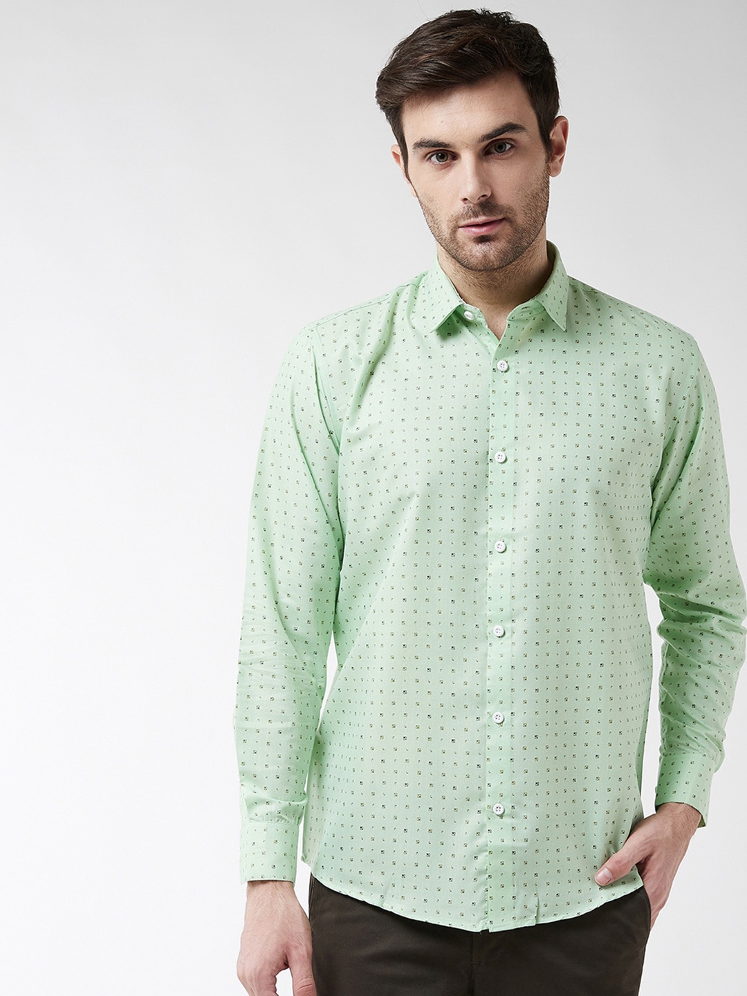 

SOJANYA Men Green Classic Regular Fit Printed Casual Shirt