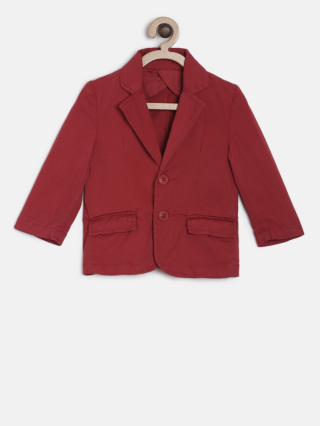 

TALES & STORIES Boys Red Solid Single-Breasted Casual Pure Cotton Blazer