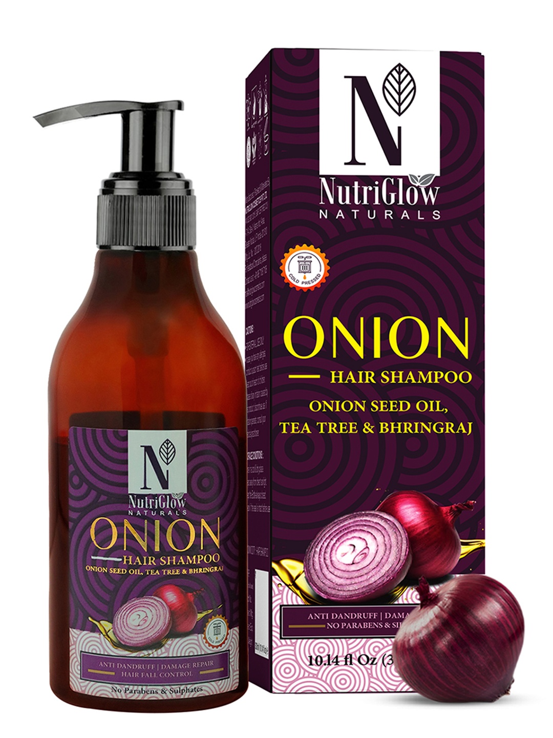 

NutriGlow Naturals Onion Anti Dandruff Shampoo 300 ml, Multi