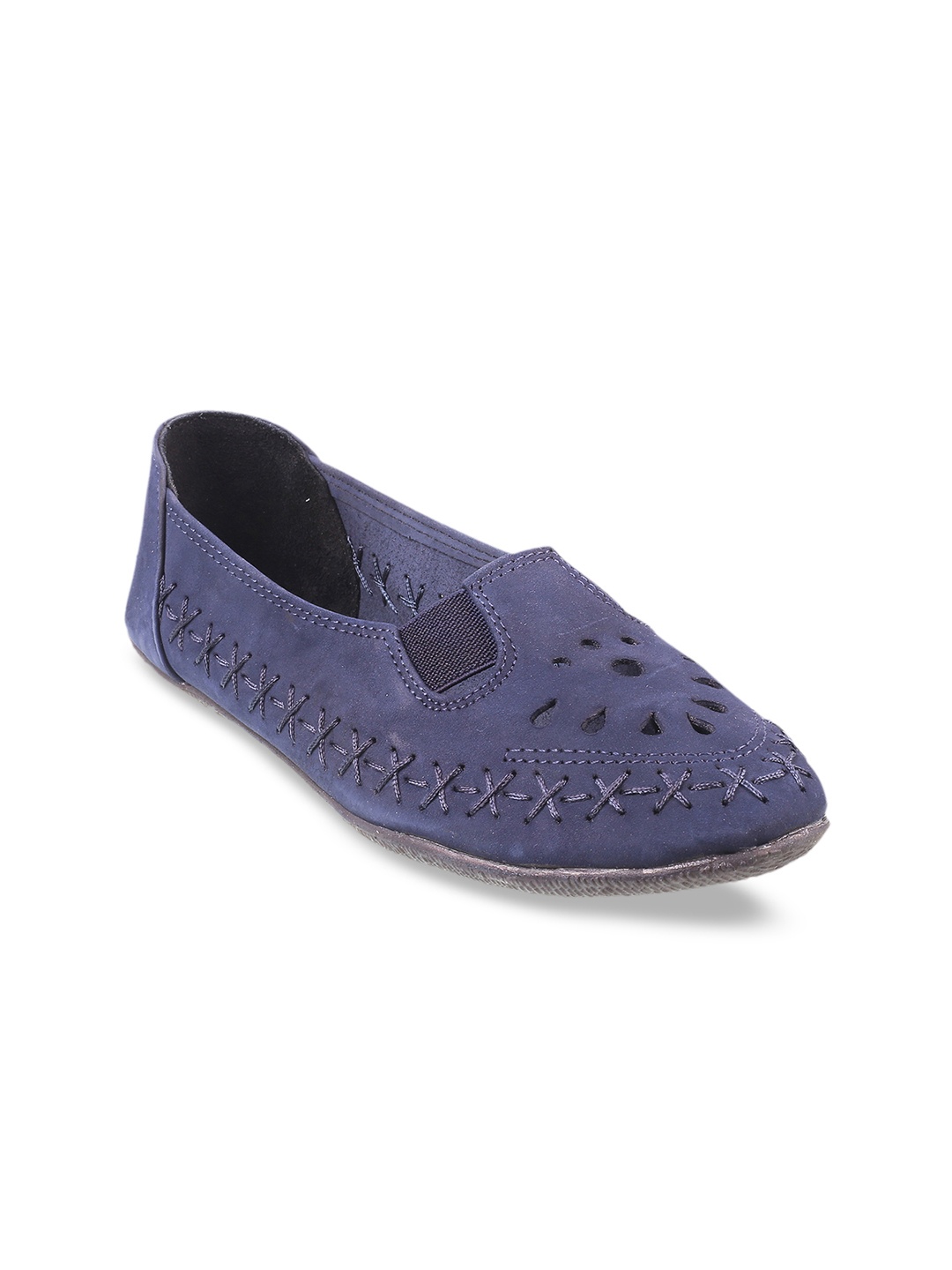 

Metro Women Blue Textured Ballerinas