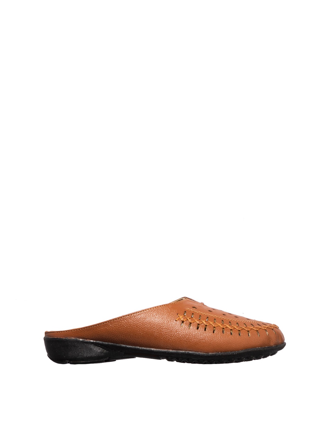 

Khadims Women Brown Textured Leather Mules