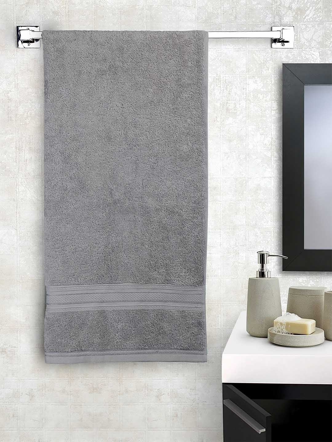 

MYTRIDENT Unisex Grey Solid 525 GSM Classic Plus Anti Microbial Bath Towel