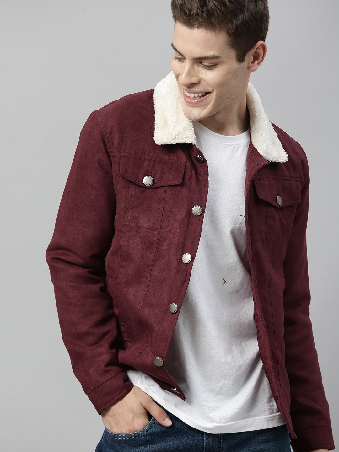 

HERE&NOW Men Maroon Solid Tailored Jacket