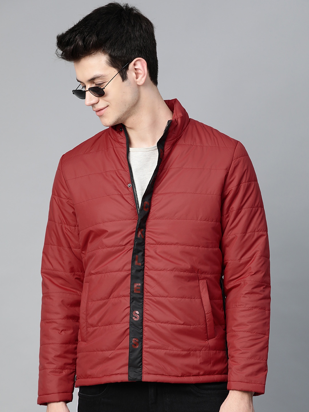 

HERE&NOW Men Maroon Solid Padded Jacket