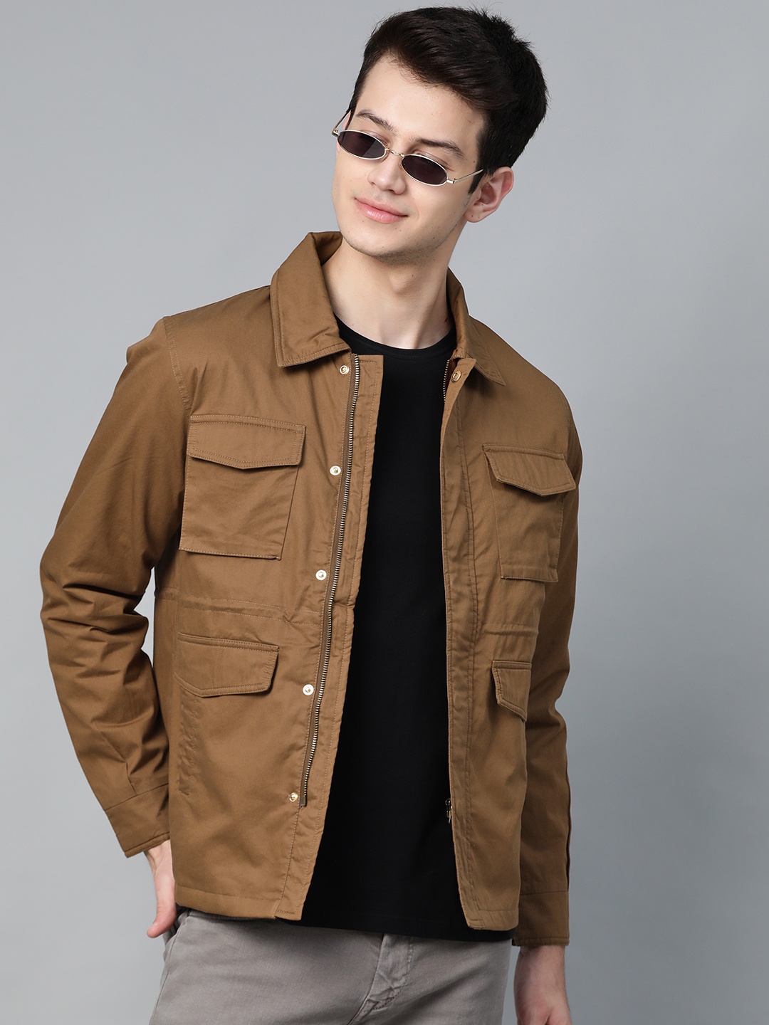 

HERE&NOW Men Brown Solid Tailored Jacket