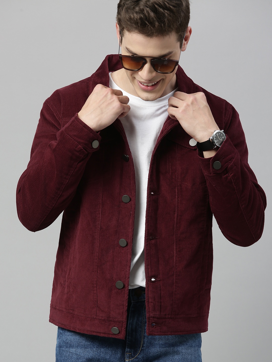 

HERE&NOW Men Maroon Solid Tailored Jacket