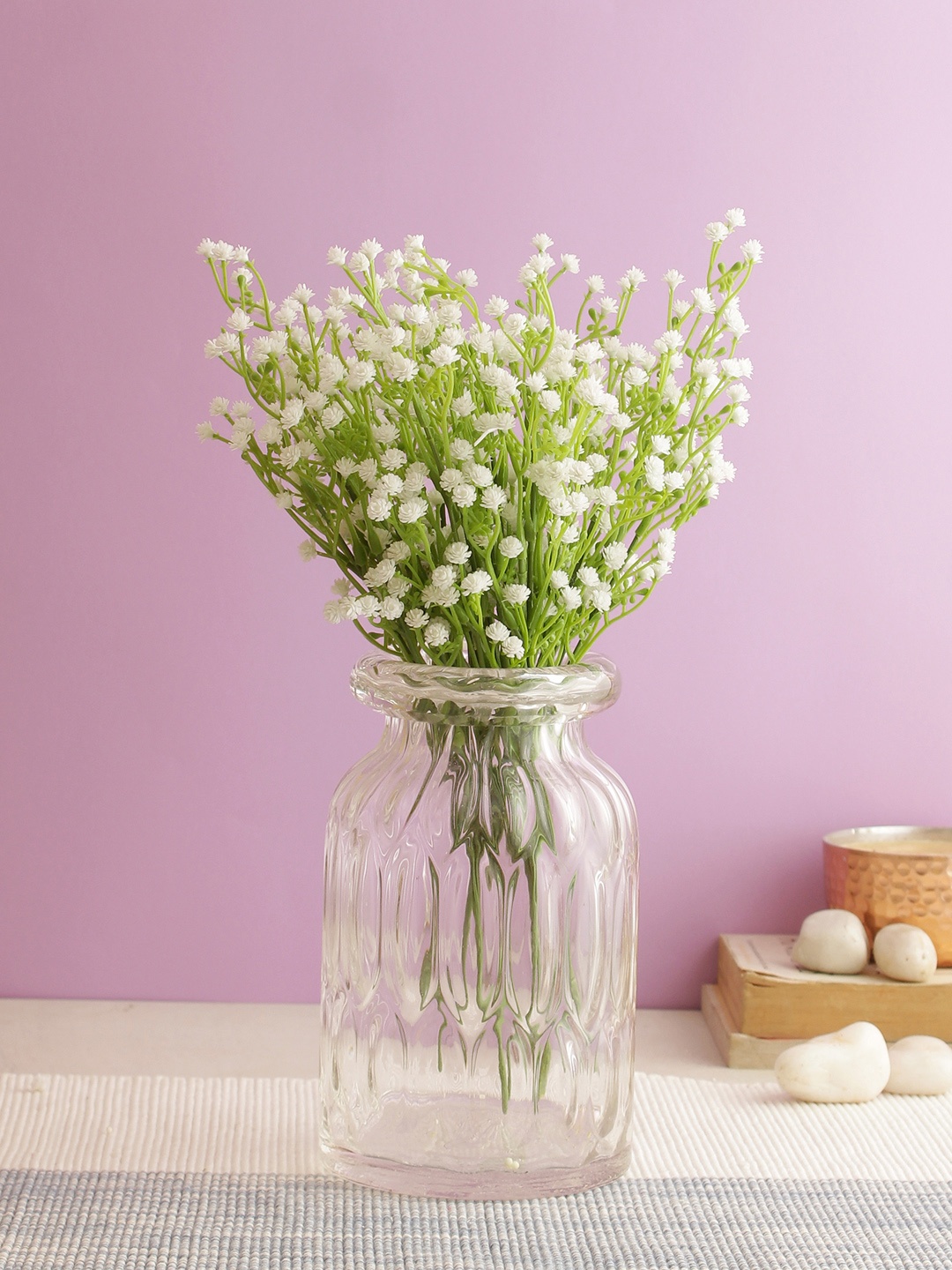 

Aapno Rajasthan Set of 4 White & Green Beautiful Artificial Gypsophila Flowers
