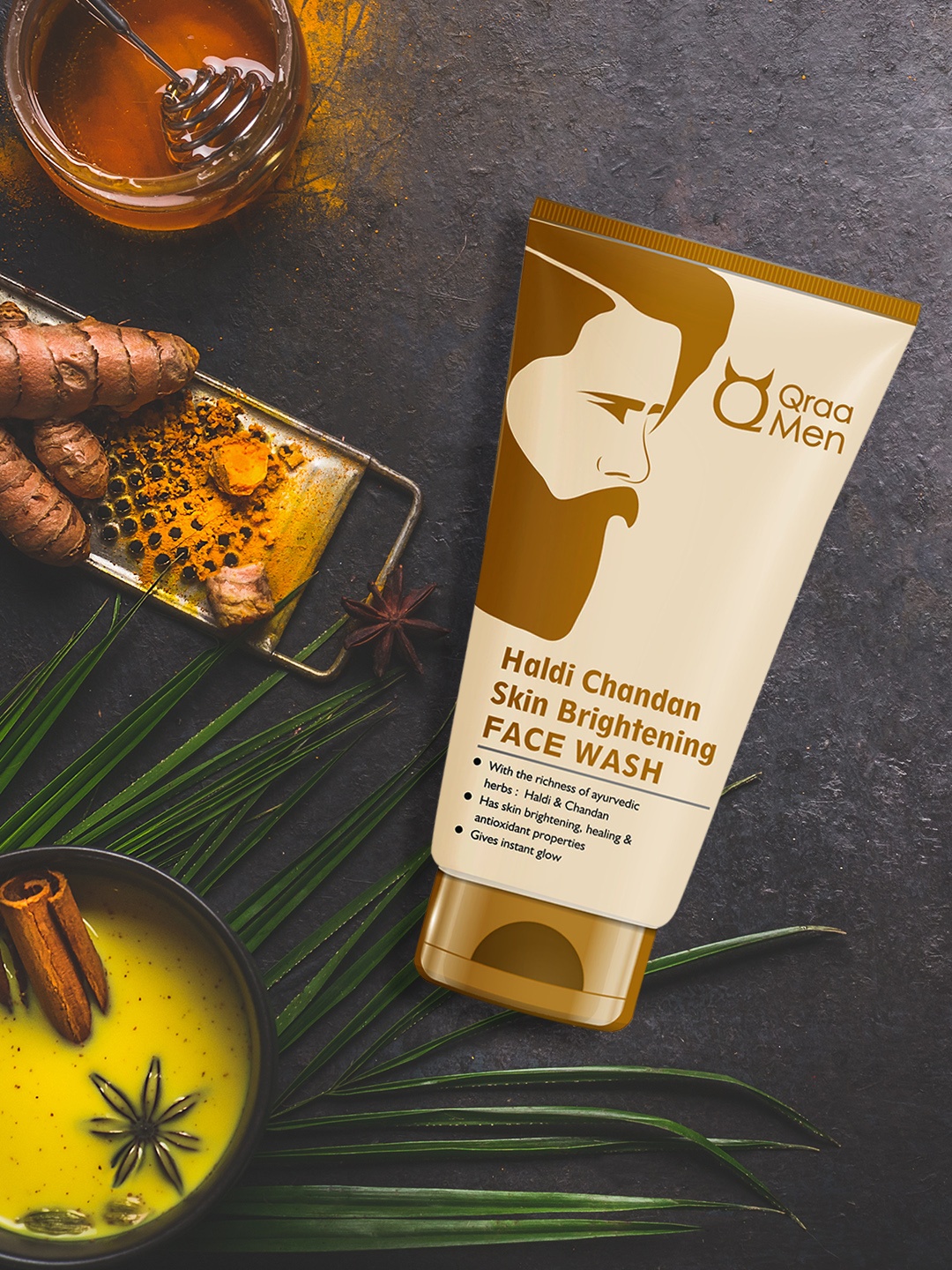 

Qraa Men Pack of 2 Haldi Chandan Face Wash, Beige