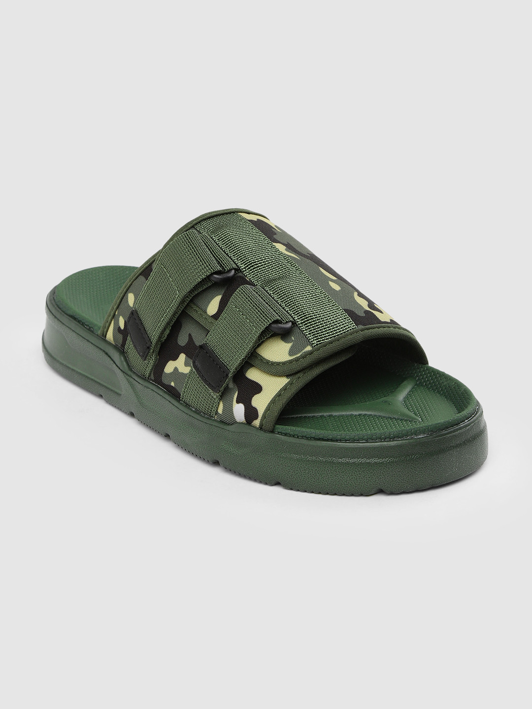 

HRX by Hrithik Roshan Men Olive Green Camouflage Printed Hook & Loop Athleisure Sandal