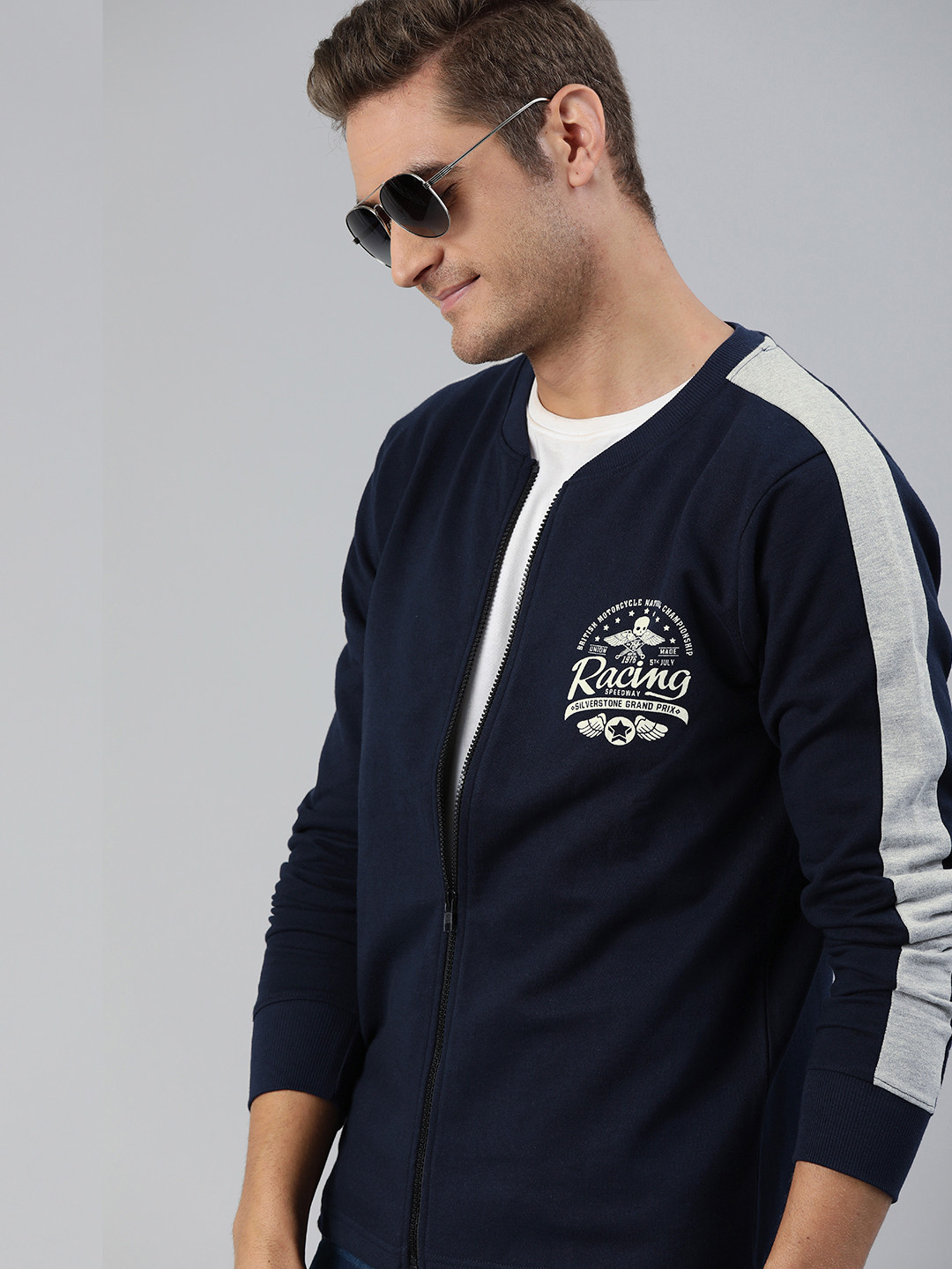 

HERE&NOW Men Black & White Printed Sweatshirt