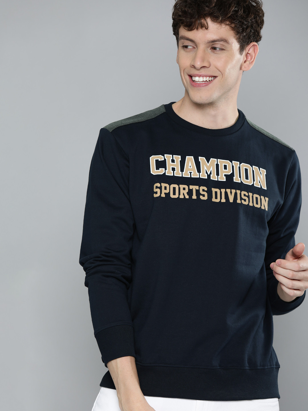 

HERE&NOW Men Navy Blue Printed Pullover Sweatshirt