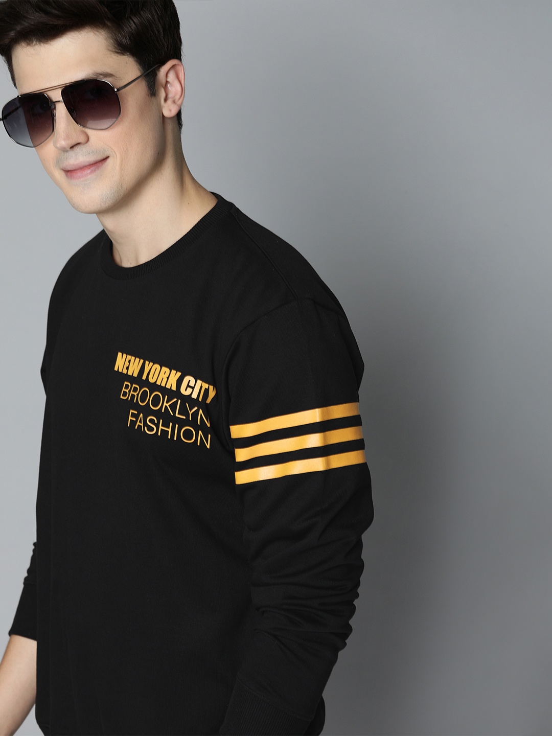 

HERE&NOW Men Black Printed Sweatshirt